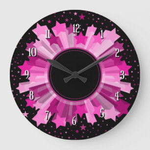 Grande Horloge Ronde Tons De L'Horloge De Mur D'Éclatement Rose
