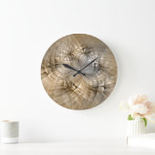 Grande Horloge Ronde Tons Terre Abstrait Art fractal moderne Texture (Maison)