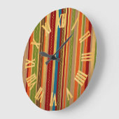 Grande Horloge Ronde Tons Terres rayures (Angle)