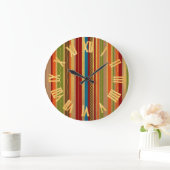 Grande Horloge Ronde Tons Terres rayures (Maison)