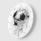 Grande Horloge Ronde Torn Soccer White Wall Clock (Angle)