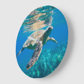 Grande Horloge Ronde Tortue de mer (Angle)