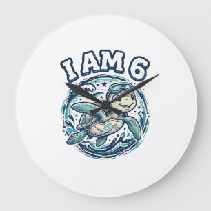 Grande Horloge Ronde Tortue de mer mignonne Je suis un anniversaire de
