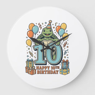 Grande Horloge Ronde Tortue mignonne Conception de fête vintage pour 10