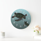 Grande Horloge Ronde Tortues marines (Maison)