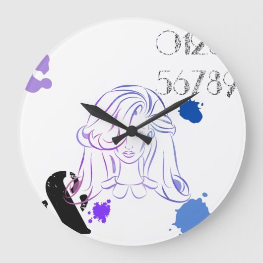 Grande Horloge Ronde Touche de couleurs aquarelles (Recto)