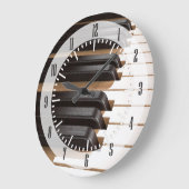 Grande Horloge Ronde Touches de piano en bois 2 (Angle)
