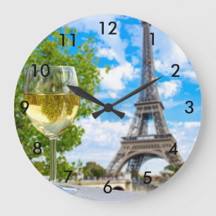 Grande Horloge Ronde Tour Eiffel verre tourné