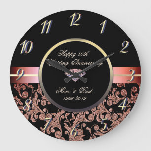 Grande Horloge Ronde Tourbillons de paillettes de diamant 50e anniversa
