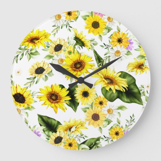 Grande Horloge Ronde Tournesol à l'aquarelle 7 (Recto)