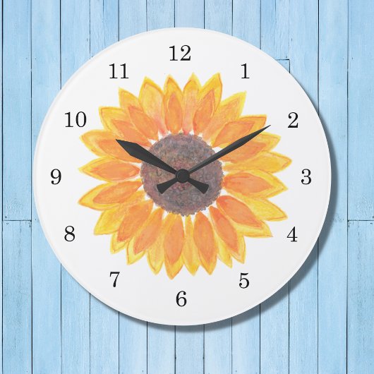 Grande Horloge Ronde Tournesol aquarelle