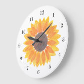 Grande Horloge Ronde Tournesol aquarelle (Angle)