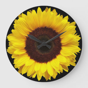 Grande Horloge Ronde Tournesol jaune géant de jardin sur l'arrière -