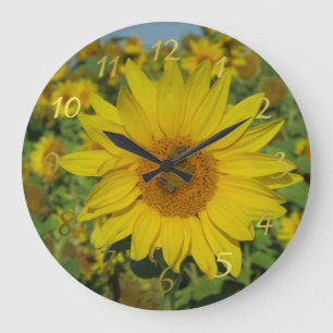 Grande Horloge Ronde tournesol jaune soleil été fleur