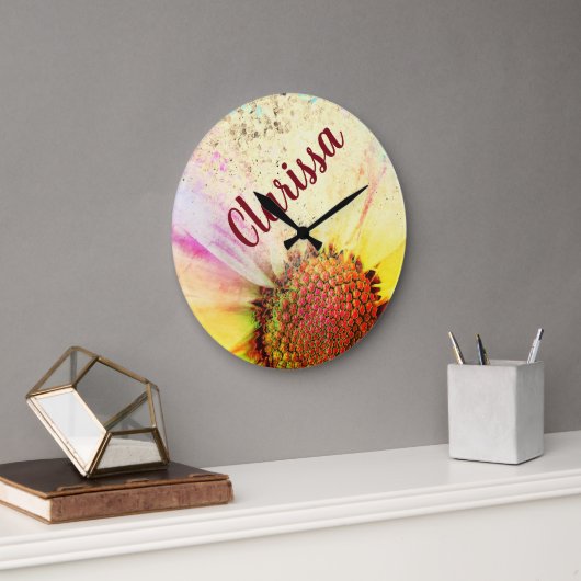Grande Horloge Ronde Tournesol Pastel (Bureau)