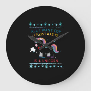 Grande Horloge Ronde Tout ce que je veux pour Noël est un pull de Noël 
