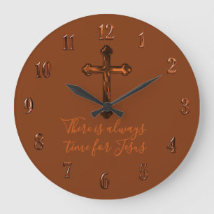 Grande Horloge Ronde Toute couleur Croix Rouillée Jésus est toujours la