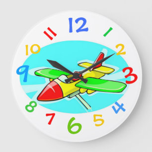 Grande Horloge Ronde Toy Airplane Clock With Colorful Numbers