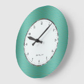 Grande Horloge Ronde Traces d'or sur Arrière - plan Turquoise (Angle)