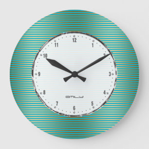 Grande Horloge Ronde Traces d'or sur Arrière - plan Turquoise