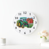 Grande Horloge Ronde Tracteur de dessin (Maison)