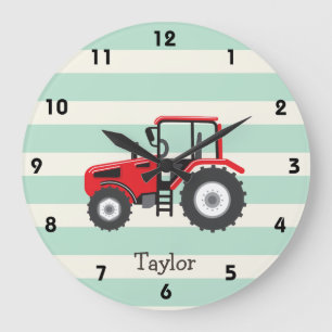 Grande Horloge Ronde Tracteur Red Farm