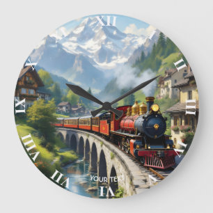 Grande Horloge Ronde Train antique Imaginaire Crimson