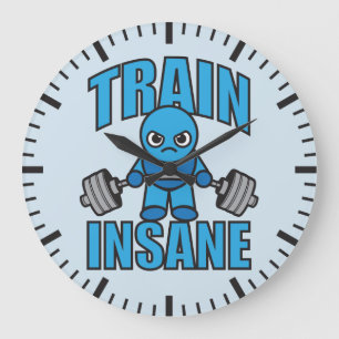 Grande Horloge Ronde TRAIN INSANE Kawaii Weightlifter Deadlifter entraî