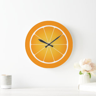 Grande Horloge Ronde Tranche de fruit orange juteuse et cool