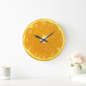 Grande Horloge Ronde Tranche fraîche de fruit orange (Maison)