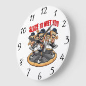 Grande Horloge Ronde Trancher Pour Vous Rencontrer Pizza Drôle (Angle)