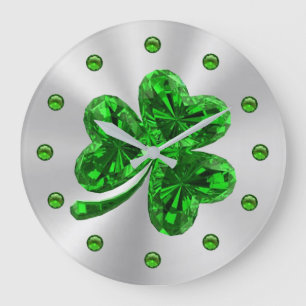 Grande Horloge Ronde Trèfle émeraude