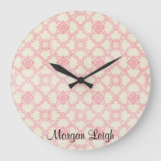 Grande Horloge Ronde treillis floral rose (Recto)