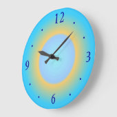 Grande Horloge Ronde Trendy Aqua Blue Yellow> Modern Wall Clock (Angle)