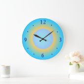 Grande Horloge Ronde Trendy Aqua Blue Yellow> Modern Wall Clock (Maison)