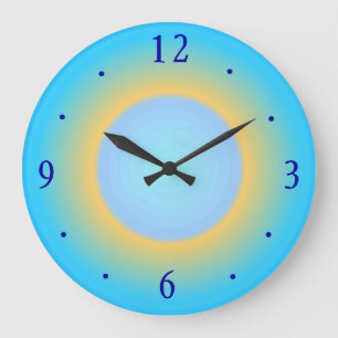Grande Horloge Ronde Trendy Aqua Blue Yellow> Wall Clock moderne