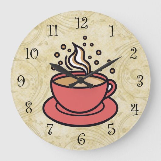 Grande Horloge Ronde Trendy Coffee Theme Kitchen Wall Clocks (Recto)