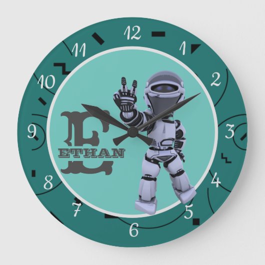 Grande Horloge Ronde Très vert | Robot | Acrylique de conception Motif (Recto)