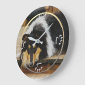 Grande Horloge Ronde Tri Color Rough Collie Toxits (Angle)