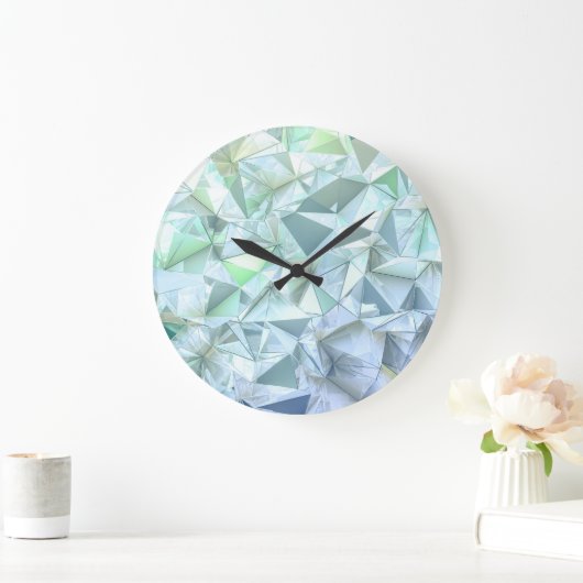 Grande Horloge Ronde Triangle cristal 3D, rendu illustratif. (Maison)