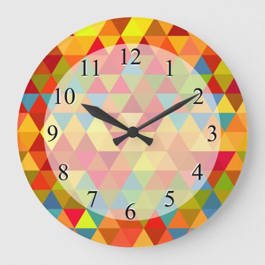 Grande Horloge Ronde Triangle Fiesta Motif géométrique fractal (Recto)