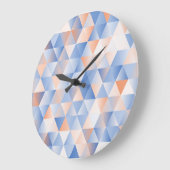 Grande Horloge Ronde Triangles bleus doux (Angle)