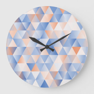 Grande Horloge Ronde Triangles bleus doux