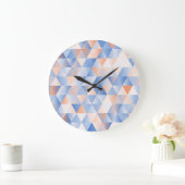 Grande Horloge Ronde Triangles bleus doux (Maison)