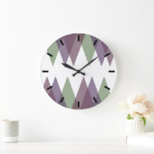 Grande Horloge Ronde Triangles mauve et vert (Maison)