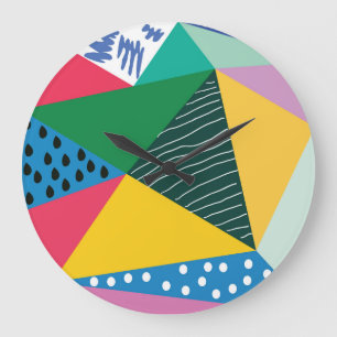 Grande Horloge Ronde Triangulaire Abstrait : Décor Vintage géométrique.