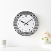 Grande Horloge Ronde Tribal Aztèque tendance Imprimer Motif géométrique (Maison)