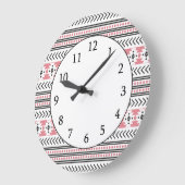 Grande Horloge Ronde Tribal Aztèque tendance Imprimer Motif géométrique (Angle)