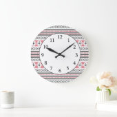 Grande Horloge Ronde Tribal Aztèque tendance Imprimer Motif géométrique (Maison)