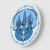 Grande Horloge Ronde Tricératops Blue Cute Dinosaur (Angle)